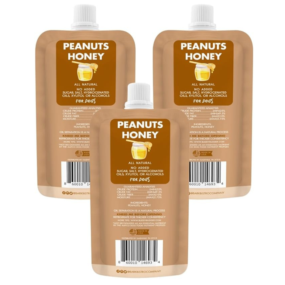 Bark Bistro Ruff Ruff Raw Budder Dog Peanut Butter Squeeze Packs 4oz