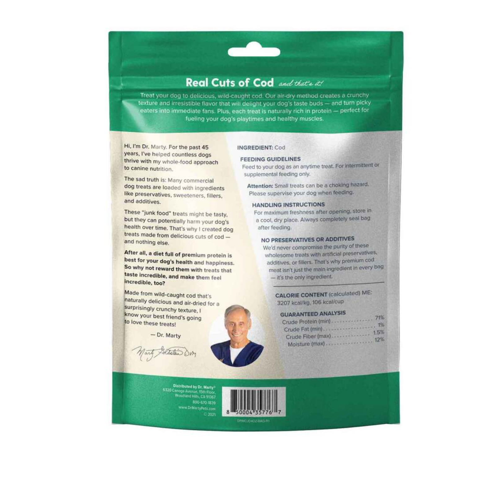 Dr. Marty Grain-Free Air Dried Dog Treats Cod Cracklers 4 oz