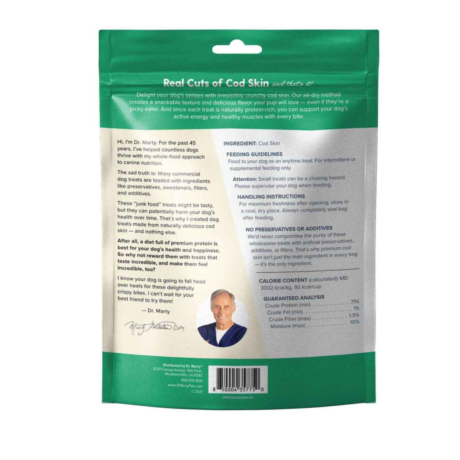 Dr. Marty Grain-Free Air Dried Dog Treats Cod Skin Crispies 4 oz