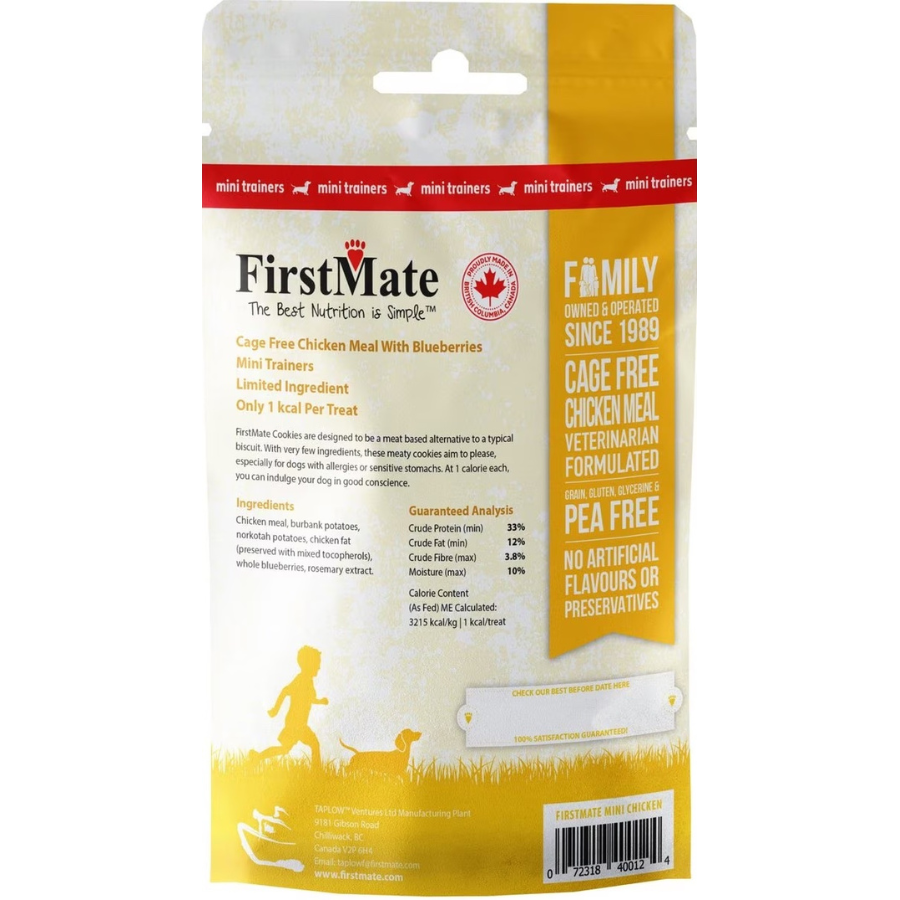 FirstMate Cage Free Chicken & Blueberry Mini Trainers Dog Treats, 8 oz