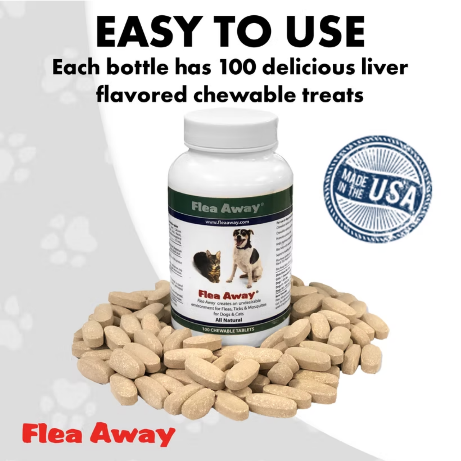 Flea Away Natural Flea, Tick, and Mosquito Repellent Dog & Cat 100ct tablets