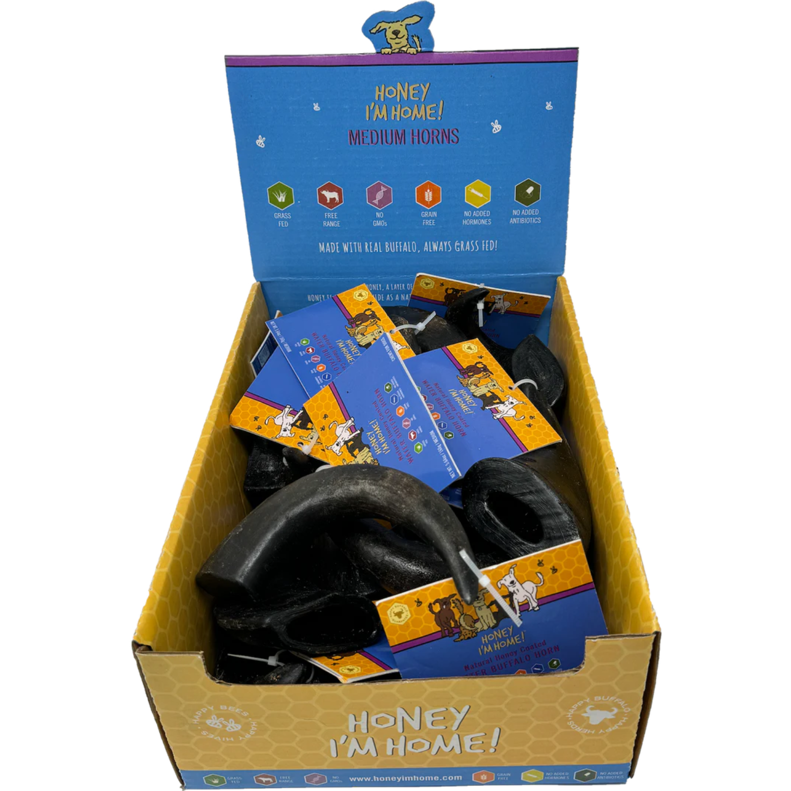 Honey I'm Home Water Buffalo Horn Chew for Dogs Bulk