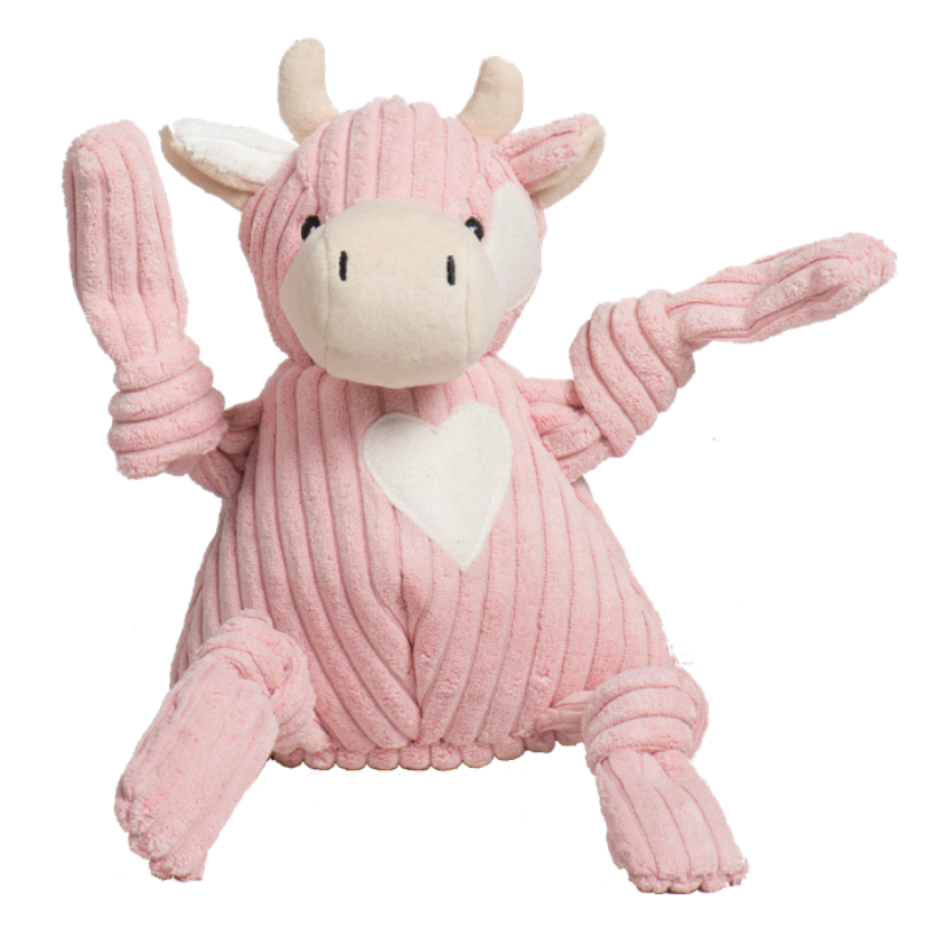 HuggleHounds Valentine's Day Knotties Cow Plush Dog Toy
