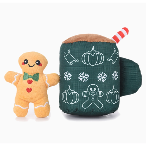 Hugsmart Pet Happy Woofmas Gingerbread Latte 2 in 1 Dog Toy