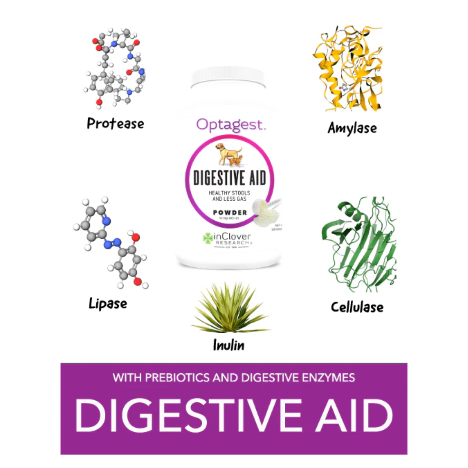 InClover Optagest Plant Based Prebiotics & Digestive Enzymes for Dogs & Cats, Travel Sticks