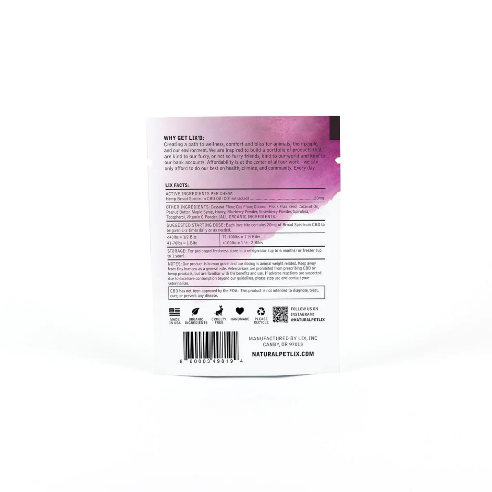 Lix Trial Bites CBD Soft Chews 20mg, 3 count