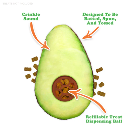 Meowijuana Knock 'n' Nibble Refillable Treat Dispenser Avocado Cat Toy