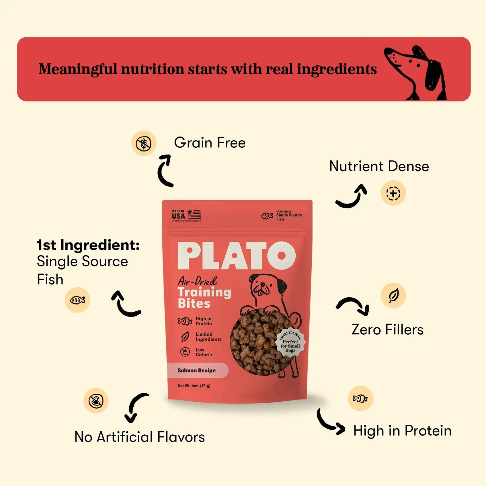 Plato Air Dried Salmon Training Bites 6oz