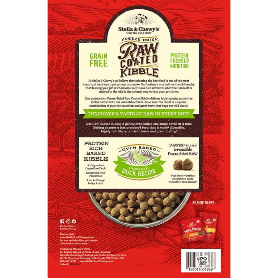 Stella & Chewy's Cage-Free Duck Recipe Raw Coated Kibble Dry Dog Food - Mutts & Co.