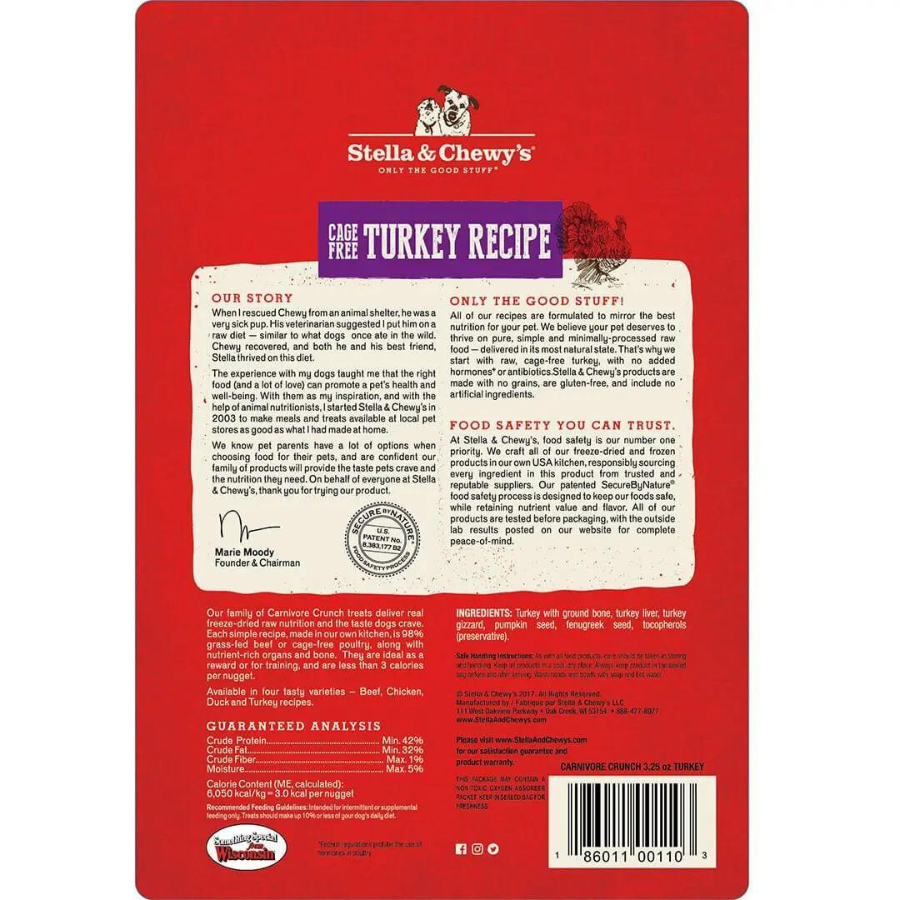 Stella & Chewy's Carnivore Crunch Cage-Free Turkey Recipe Freeze-Dried Dog Treats 3.25 oz - Mutts & Co.