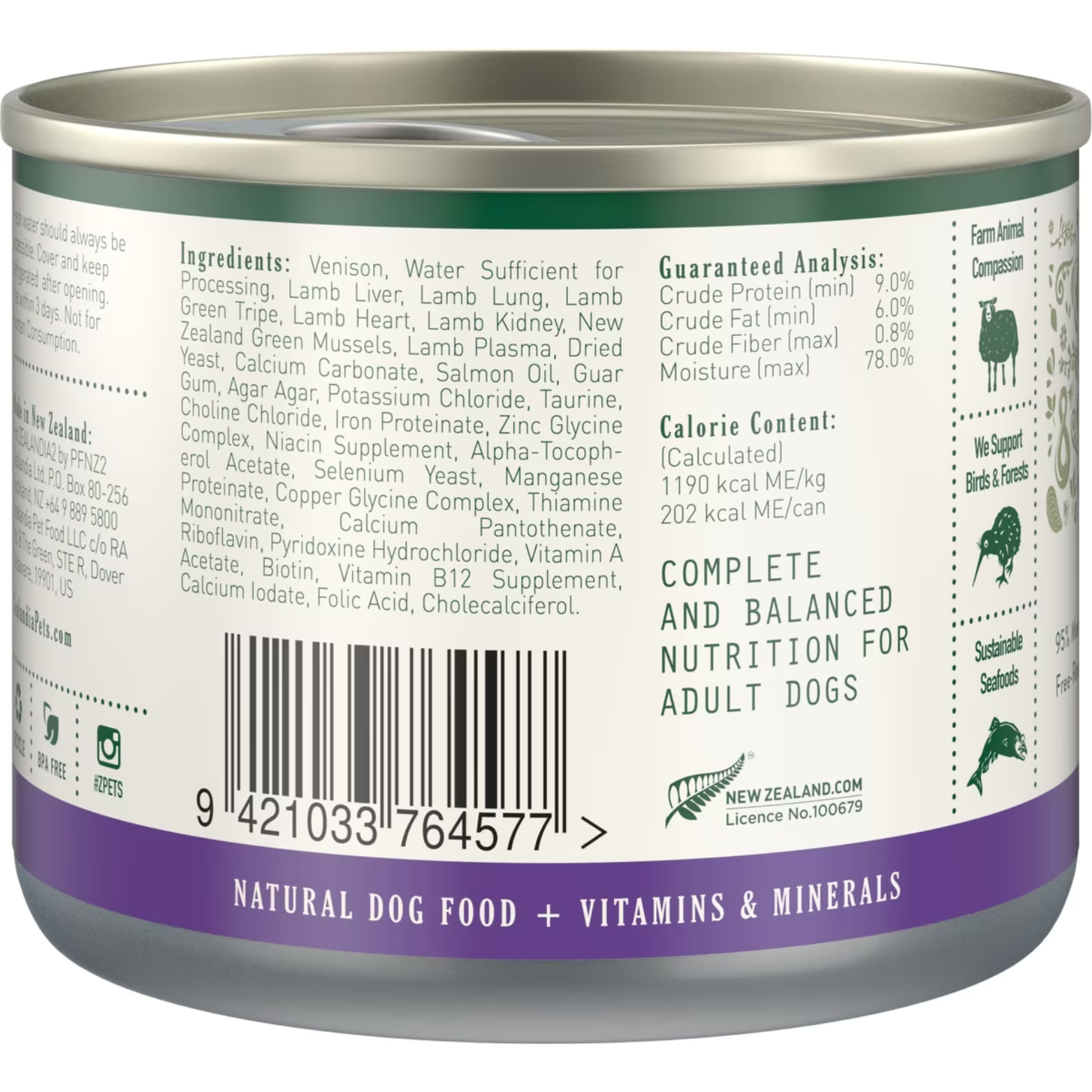Zealandia Grain-Free Venison Pate Canned Dog Food, 6 oz