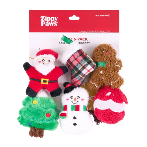 ZippyPaws Miniz Holiday Cheer Plush Dog Toy 6-Pack