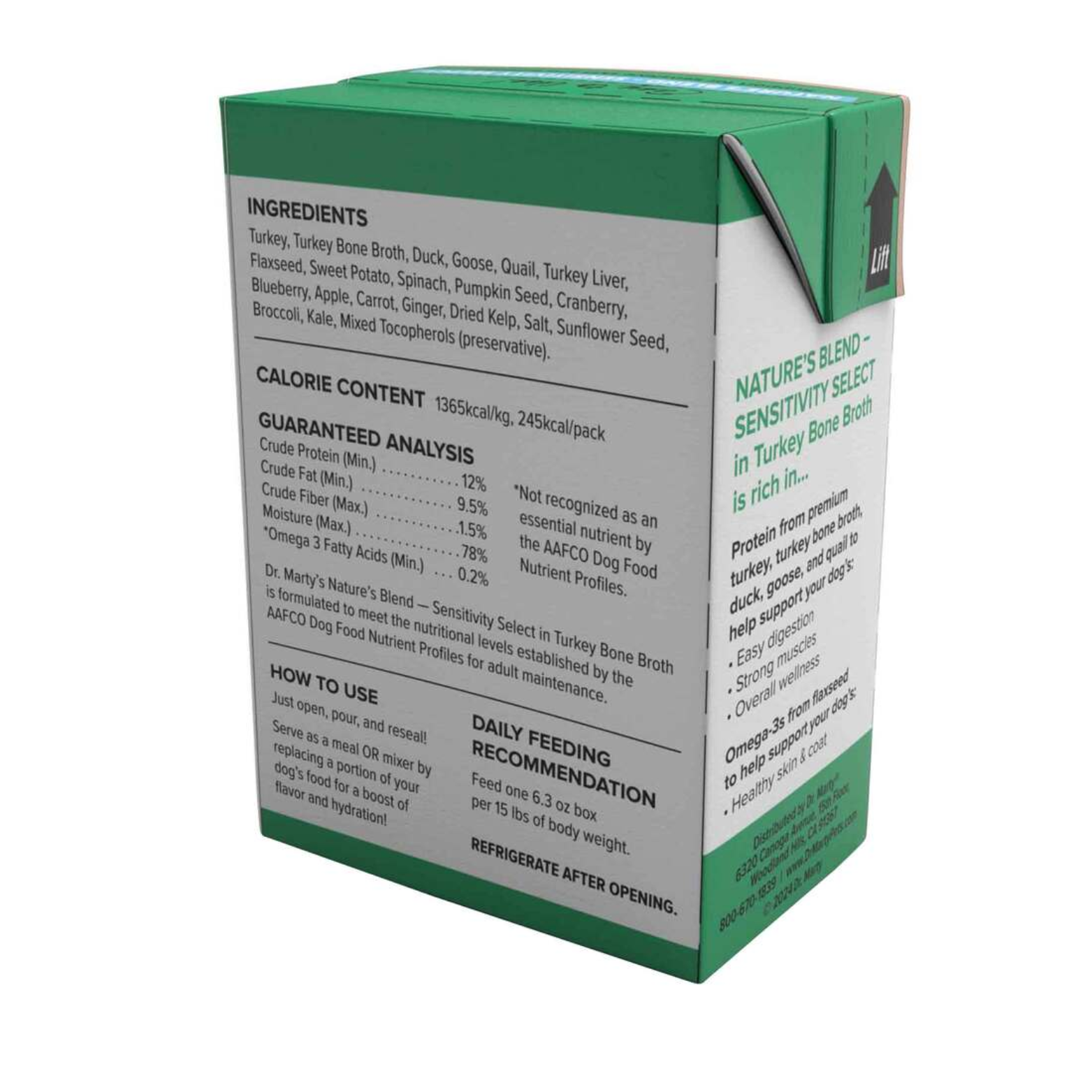 Dr. Marty Wet Dog Food Turkey Duck Goose & Quail Sensitivity Select Tetra Pak 6.3 oz