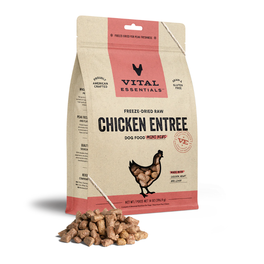 VItal Essentials Mini Nibs Chicken Entree Freeze-Dried Dog Food - Mutts & Co.