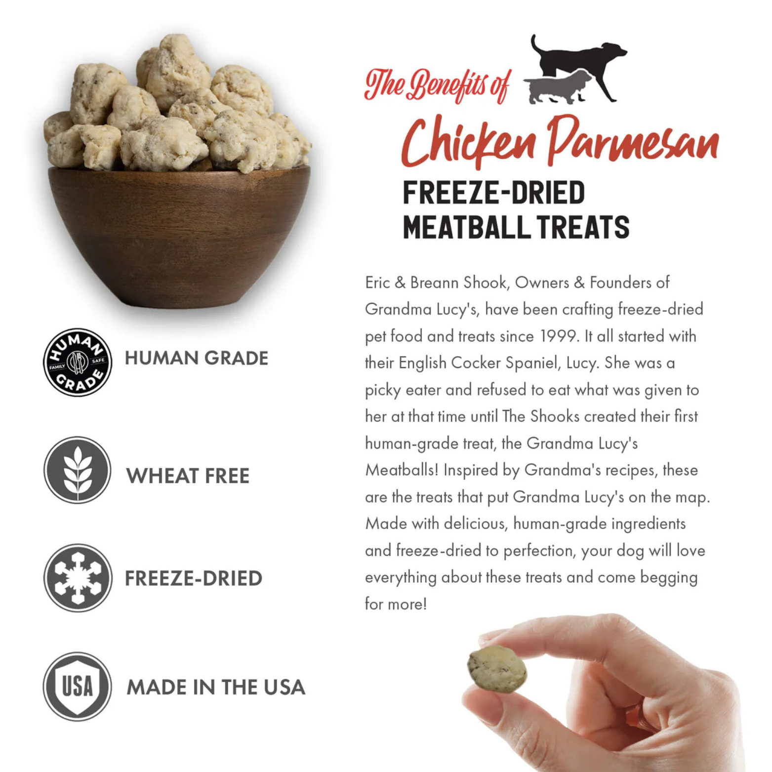 Grandma Lucy's Freeze-Dried Meatballs Chicken Parmesan Dog Treats 3oz