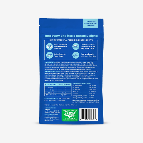 Ark Naturals Cat Dental Chews Kiss ME-OW Tuna Flavor Cleaning Cat Treats 3 oz