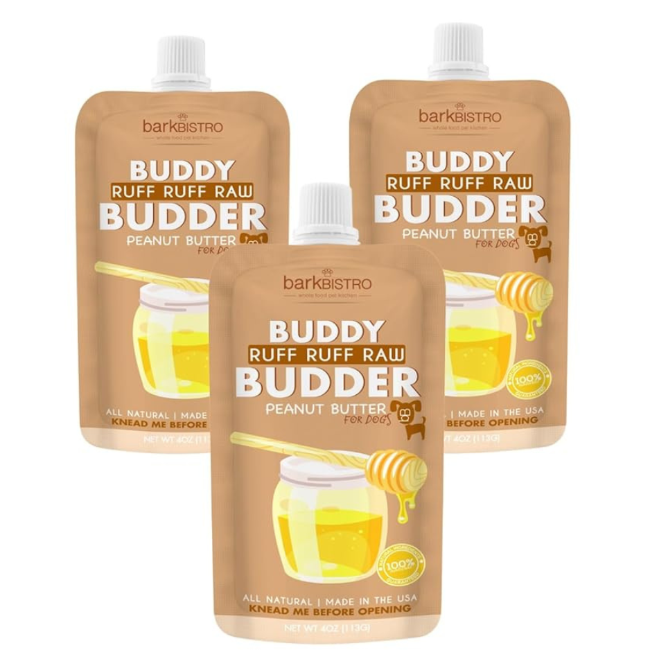 Bark Bistro Ruff Ruff Raw Budder Dog Peanut Butter Squeeze Packs 4oz