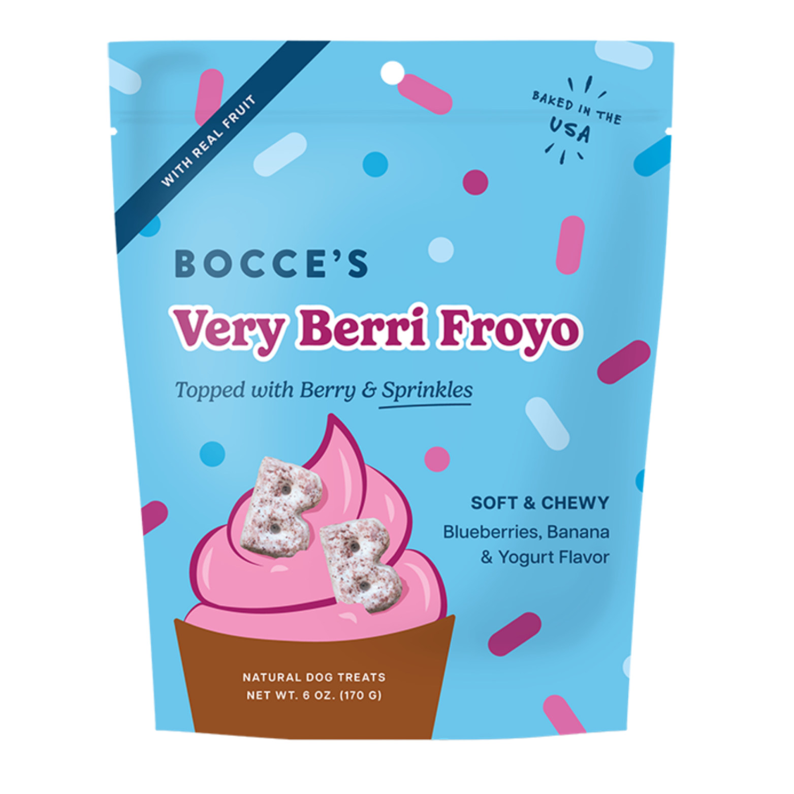 Bocce's Bakery Dog Froyo Grain Free Very Berri Soft & Chewy Treats 6 o
