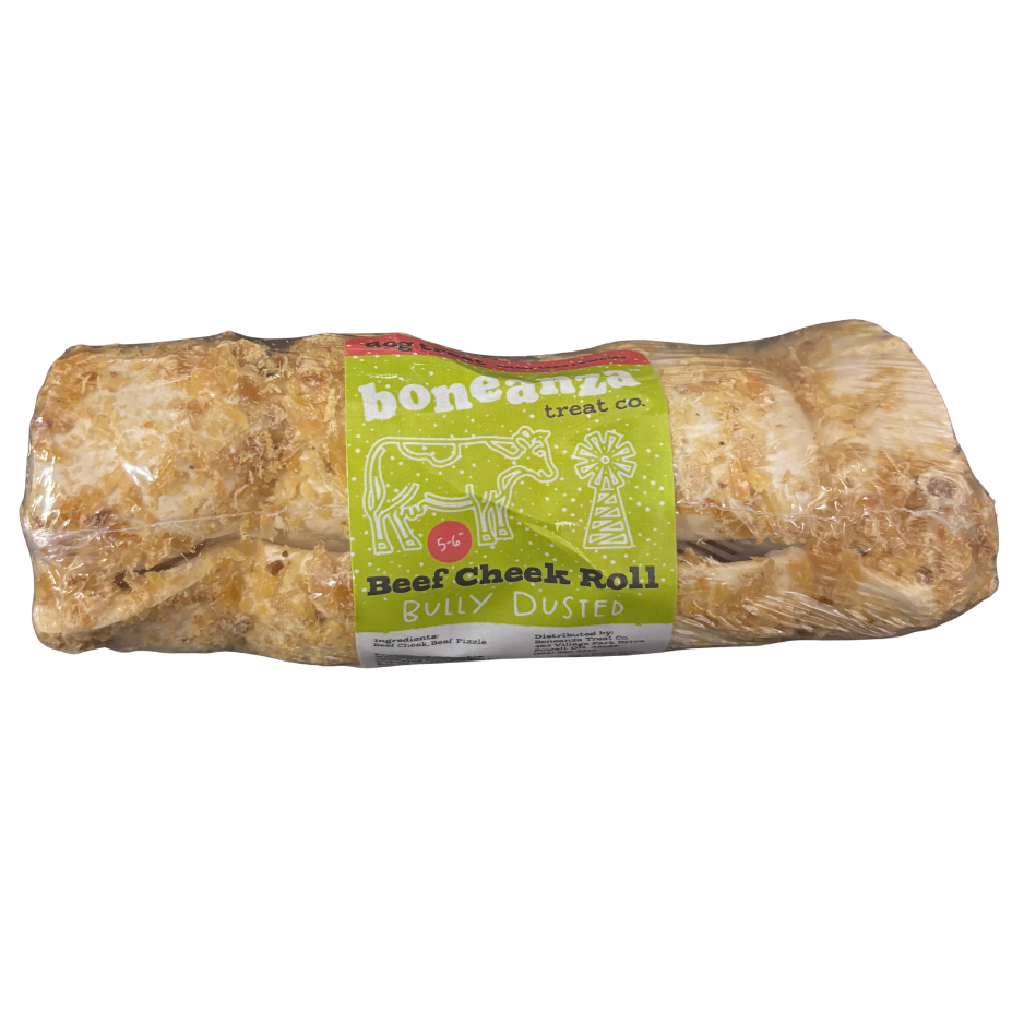 Boneanza Treat Co. Beef Cheek Roll Bully Dusted Dog Treats