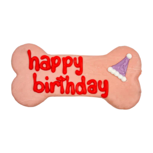 Bosco & Roxy's Prepackaged Happy Birthday Bone 6" Pink Dog Treats