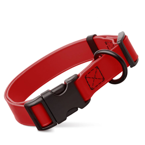 Dogline Biothane Waterproof Dog Collar with Quick Release Buckle Red