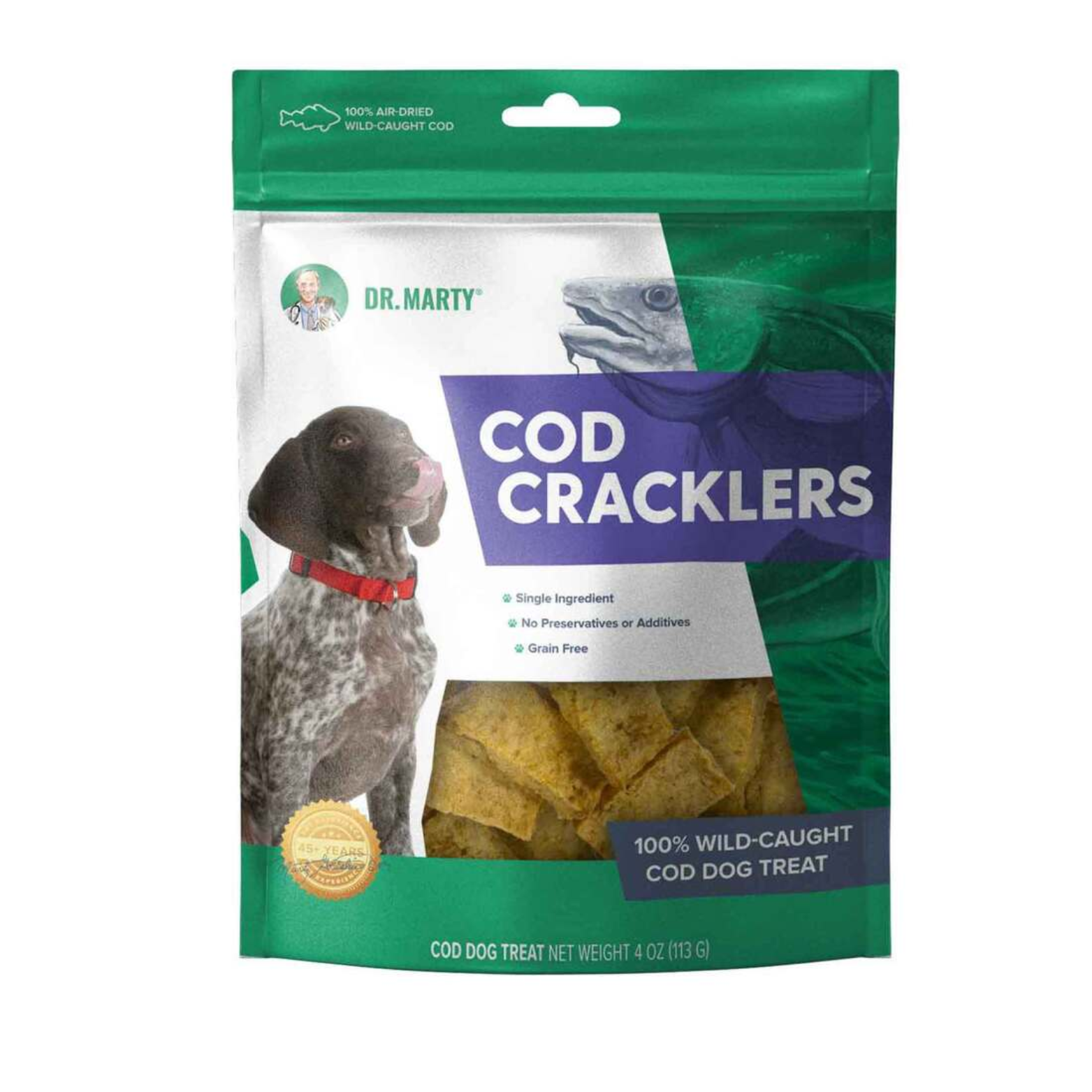 Dr. Marty Grain-Free Air Dried Dog Treats Cod Cracklers 4 oz