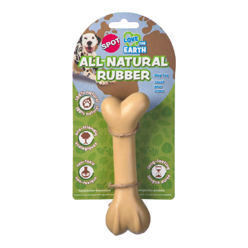 Ethical Pet SPOT Love the Earth Natural Rubber Bone Dog Chew Toy, 6"
