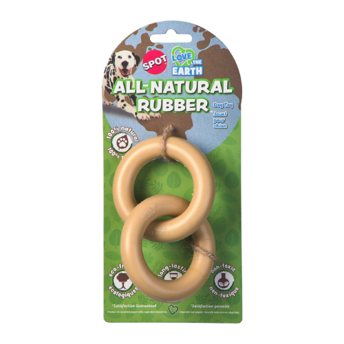 Ethical Pet SPOT Love the Earth Natural Rubber Double Ring Dog Toy, 5.5"