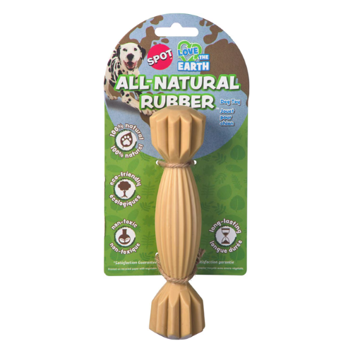 Ethical Pet SPOT Love the Earth Natural Rubber Groovy Bone Dog Toy, 7"