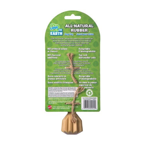 Ethical Pet SPOT Love the Earth Natural Rubber Groovy Bone Dog Toy, 7"