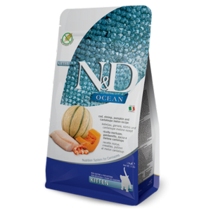 Farmina N&D Ocean Cod & Shrimp Kitten Formula Dry Cat Food 3.3 lbs - Mutts & Co.