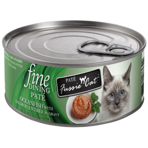 Fussie Cat Fine Dining Pate Oceanfish with Salmon Entree in Gravy Wet Cat Food, 2.82-oz - Mutts & Co.