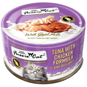 Fussie Cat Premium Tuna with Chicken in Goats Milk Wet Cat Food, 2.47-oz - Mutts & Co.