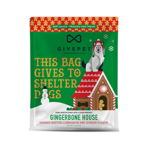 GivePet GingerBone House Peanut Butter, Cinnamon & Ginger Dog Treats, 6 oz