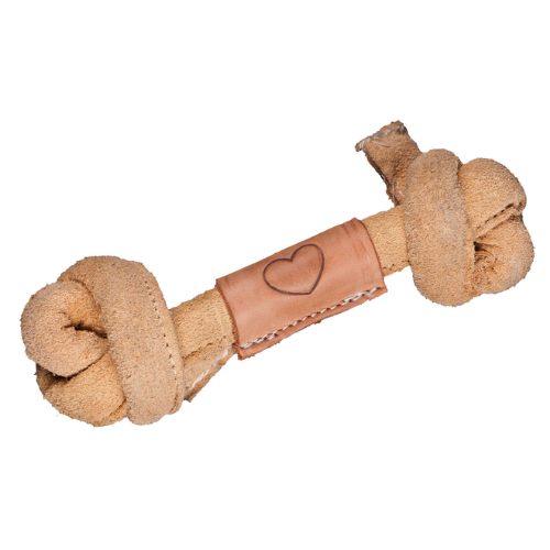 HuggleHounds Huggle-Hide Knotted Natural Leather Bone Dog Toy