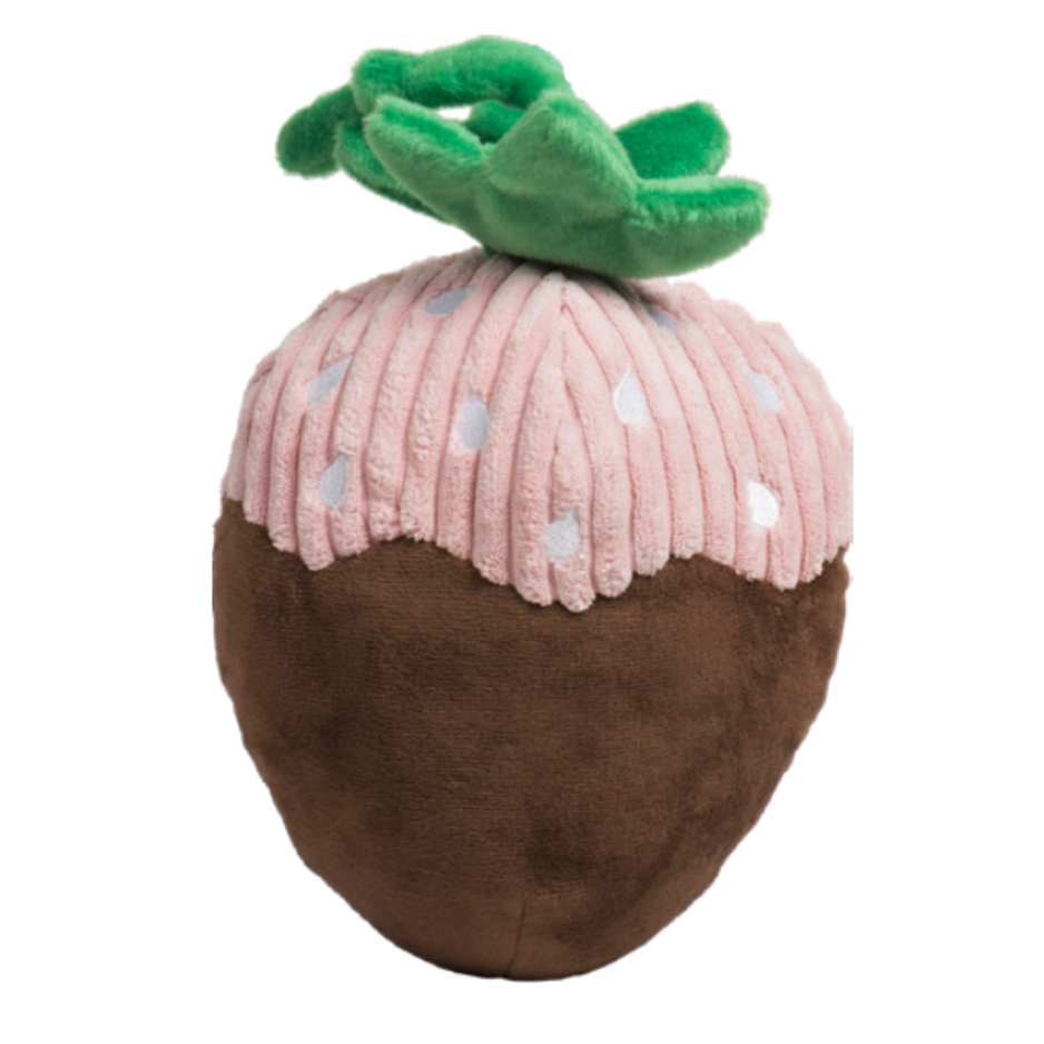 HuggleHounds Valentine's Day Dipped Strawberry Plush Dog Toy