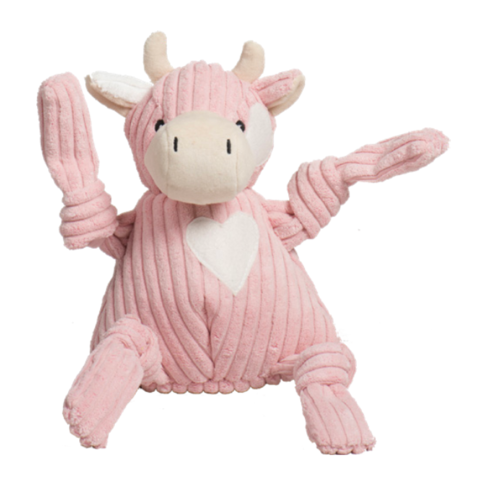 HuggleHounds Valentine's Day Knotties Cow Plush Dog Toy