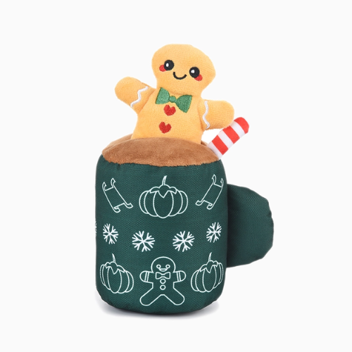 Hugsmart Pet Happy Woofmas Gingerbread Latte 2 in 1 Dog Toy