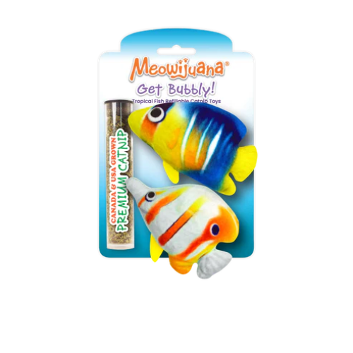 Meowijuana Get Bubbly Tropical Fish Refillable Catnip Toy 2ct