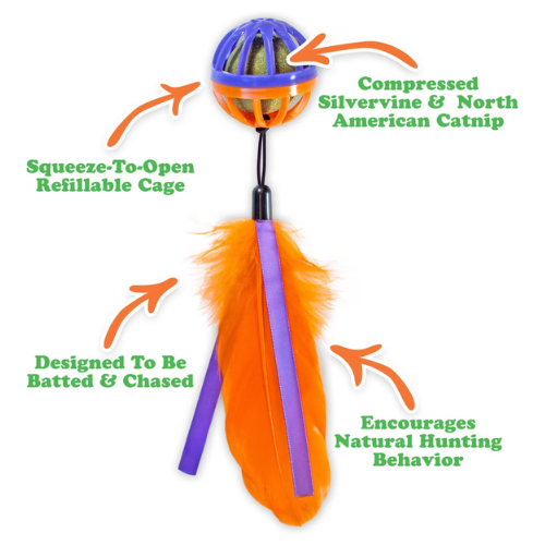 Meowijuana Purple Passion Whack 'n' Roll Compressed Catnip Ball w/ Cage