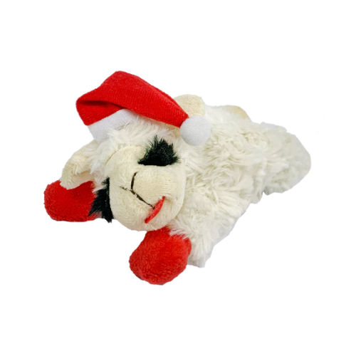 Multipet Holiday Lamb Chop with Santa Hat Dog Toy