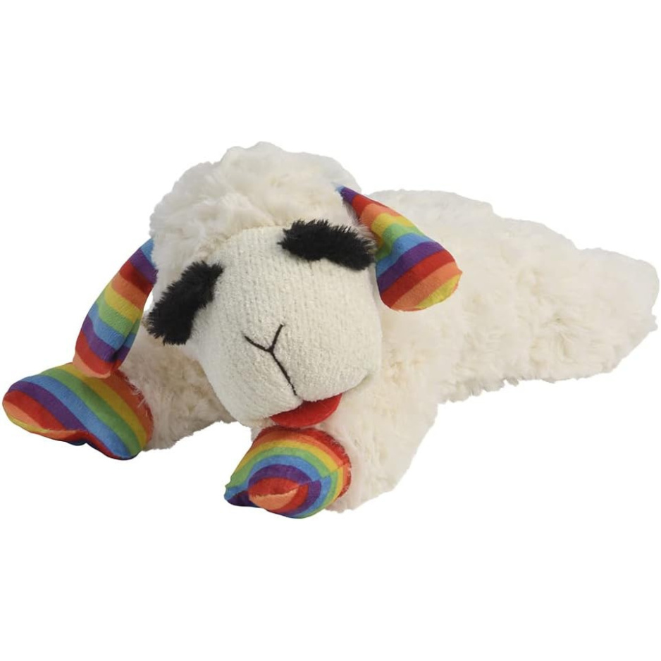 Multipet Rainbow Lamb Chop Plush Dog Toy 10.5”
