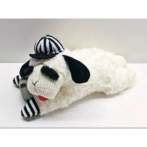Multipet Referree Lamb Chop with Football Plush Dog Toy 10.5”