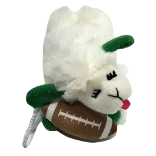 Multipet Tailgate Lamb Chop with Football Plush Cat Toy 4.5”
