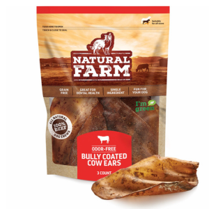 Natural Farm Bully Stick Flavored Cow Ears 3PK - Mutts & Co.