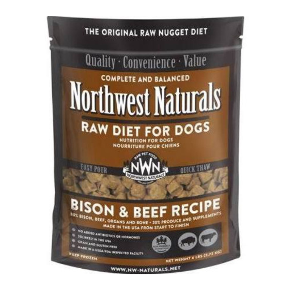 Northwest Naturals Raw Diet Beef & Trout Nuggets Frozen Dog Food, 15-lb
