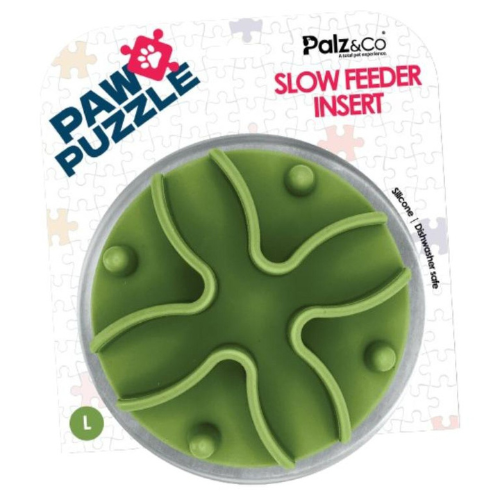 Palz & Co Paw Puzzle Slow Feeder Dog Bowl Green Insert, Large