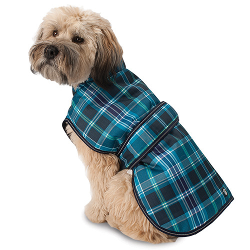 Petrageous Kodiak Waterproof Dog Coat, Teal Plaid
