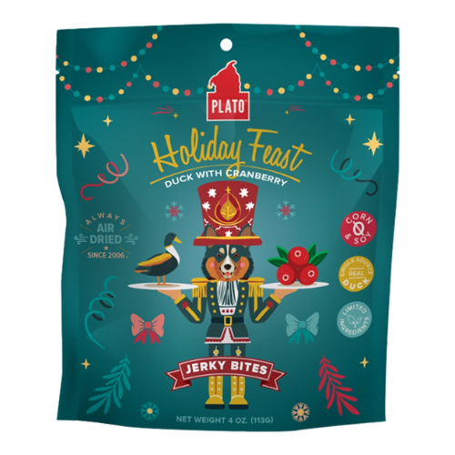 Plato Holiday Holiday Feast Duck & Cranberry Jerky Dog Treats 4 oz