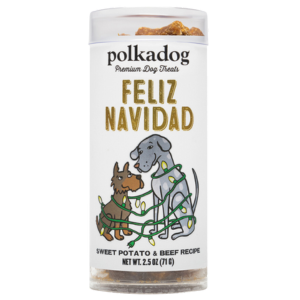 Polka Dog Holiday Mini Tube Feliz Navidad Sweet Potato & Beef Dog Treats 2.5 oz - Mutts & Co.
